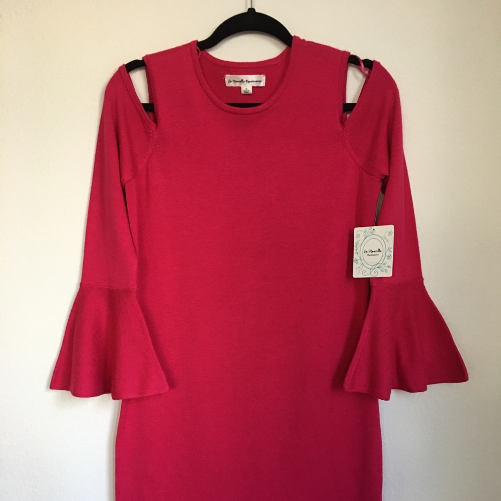 NWT La Nouvelle Renaissance Pink Bell Sleeve Dress